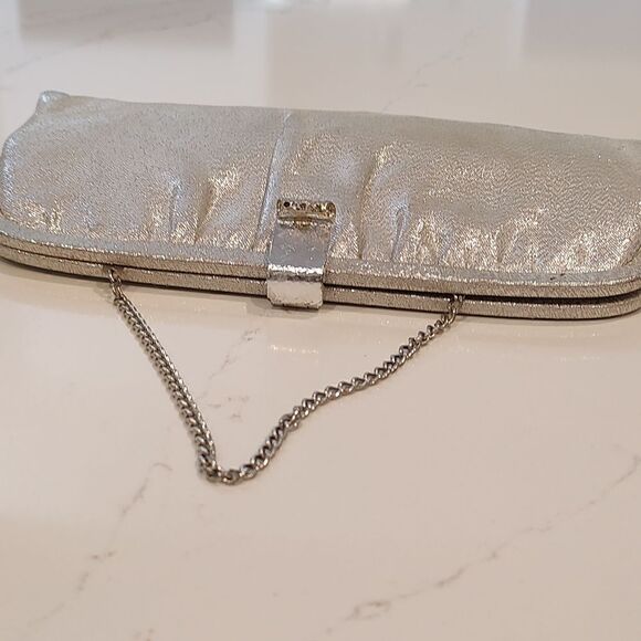 Vintage After Five Special Occasion Clutch/Handbag in Metallic Silver - Picture 6 of 10